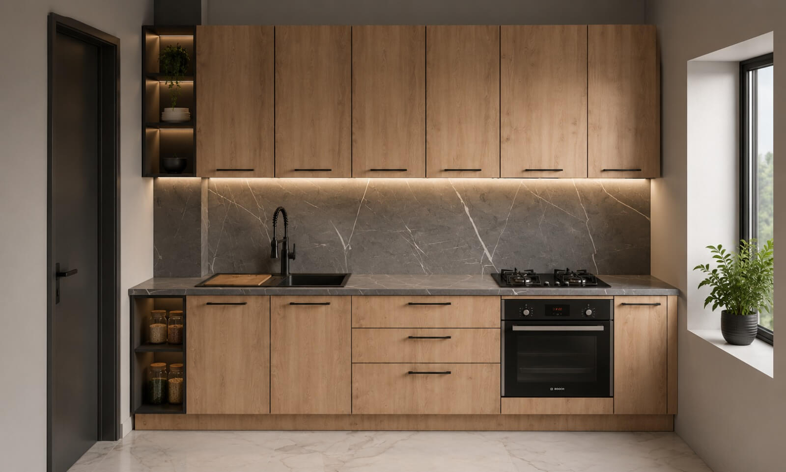 Apartament Warm Nordic Bucatarie