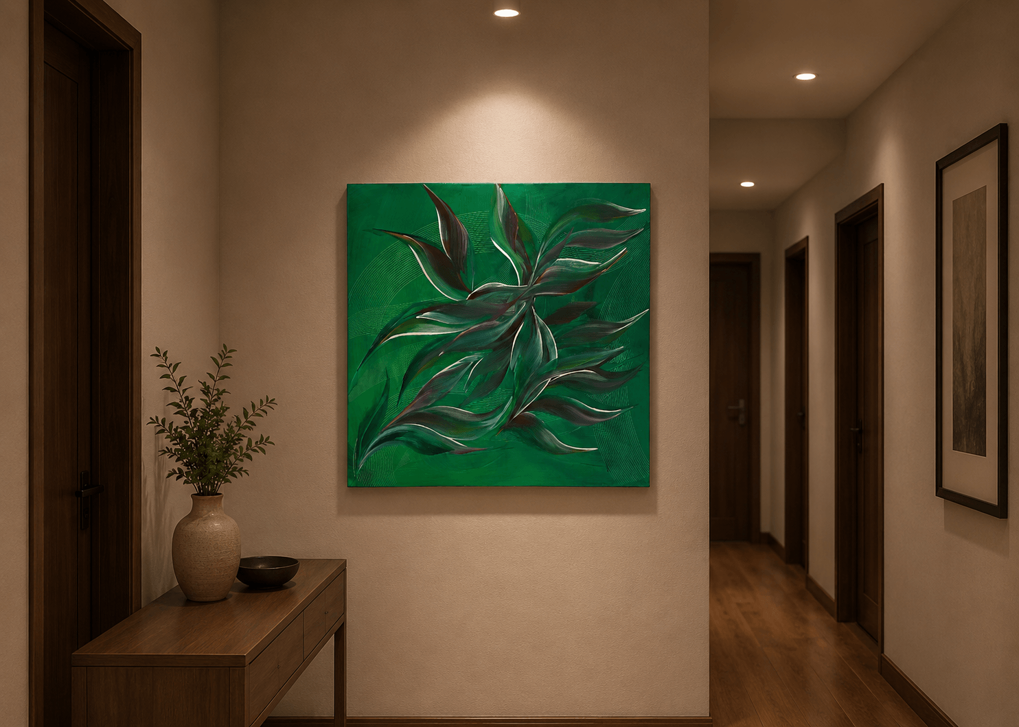Tablou Canvas Rapsodie Verde Cadru