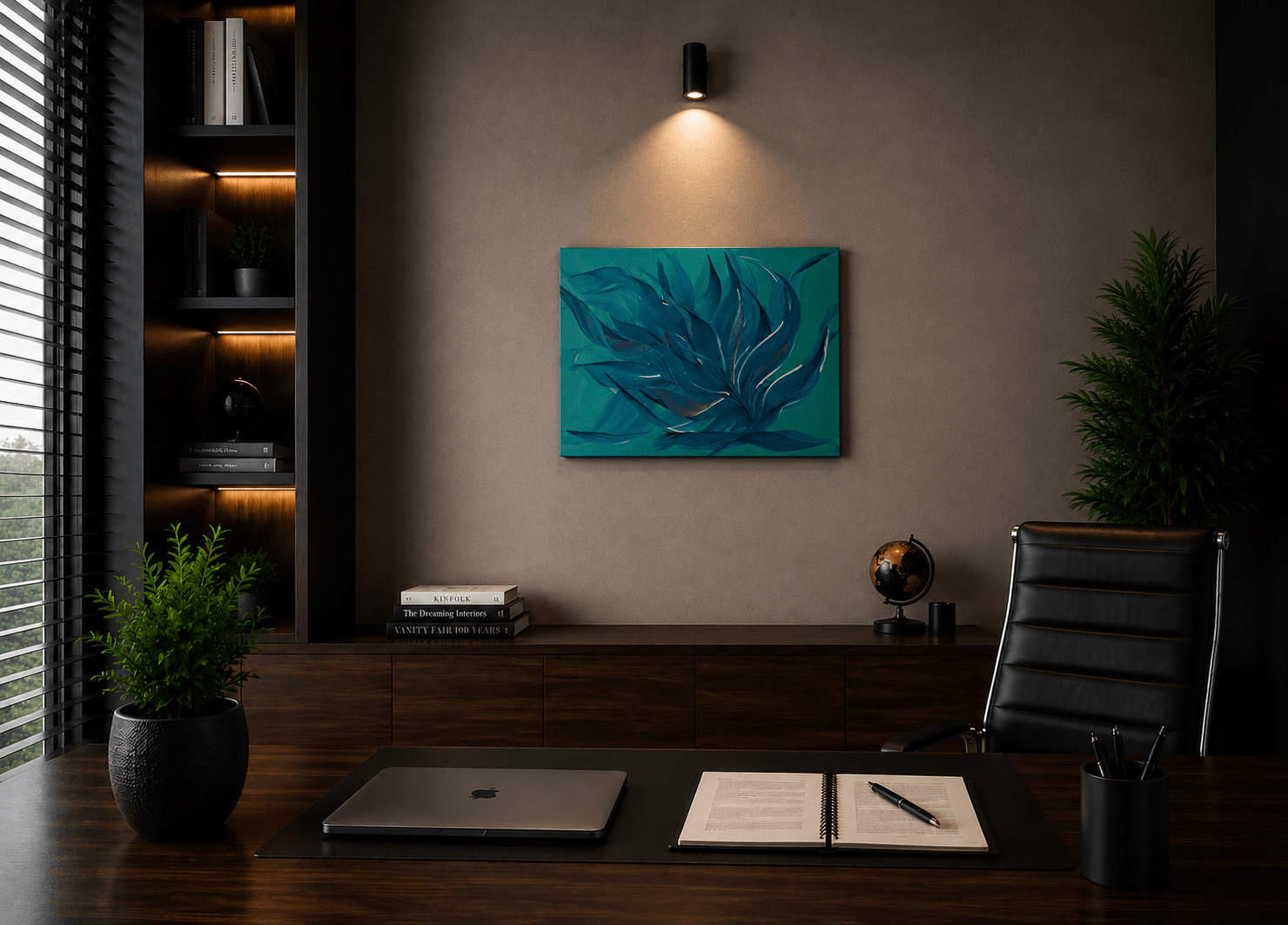 Tablou canvas Frunze de Turcoaz cadru